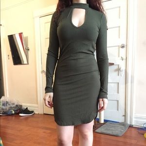 NWT olive green cutout dress